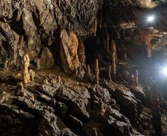 Stalactites and stalagmites in Baradla Cave, Hungary