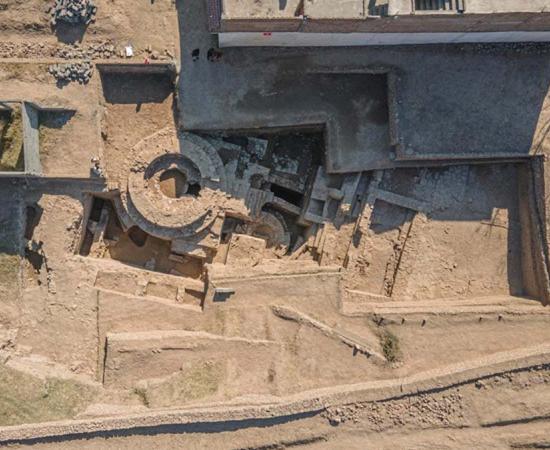 An aerial view of the newly discovered BC Buddhist temple found in the Barikok ruins of Pakistan.	Source: Ca' Foscari University