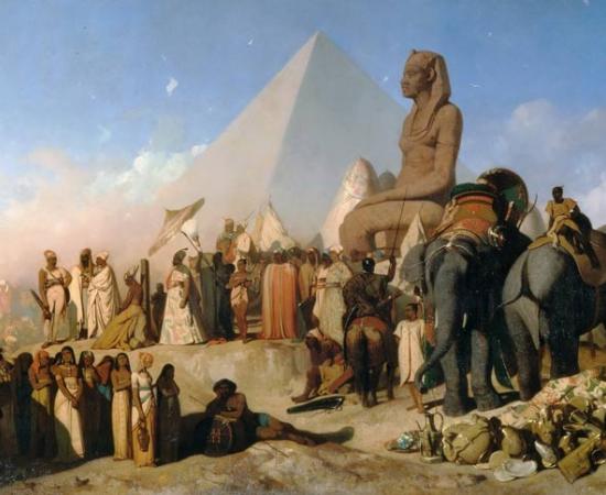 Meeting Between Cambyses II and Psammetichus III, as imaginatively recreated by the French painter Adrien Guignet