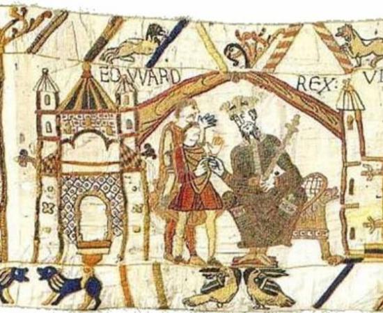 Bayeux Tapestry Scene 1 showing King Edward.
