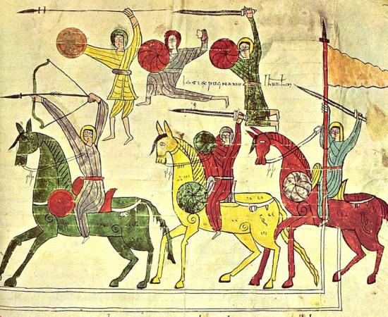 A detail from the Urgell Beatus, depicting the Siege of (Christian) Jerusalem by Nebudchadnezzar, which was threat to Christianity as was the Moorish Islamic takeover of most of the Iberian Peninsula in the 8th century AD, when monk Beatus' work was so popular.		Source: Public Domain