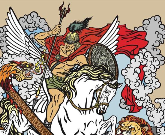 According to ancient Greek mythology, the hero Bellerophon with the aid of the winged horse Pegasus slew the monstrous creature known as the Chimera.           Source: insima / Adobe stock