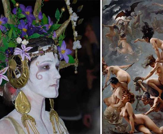 Left; May Queen at Beltane Fire Festival 2010 – Edinburgh. Right; Walpurgisnacht (Walpurgis Night) by Falero.  Source: Left; Martin Robertson/CC BY-NC-ND 2.0, Right; Public Domain