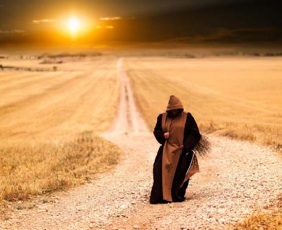Mysterious Monk Walking Alone During Sunset. Source: Igor Ovsyannykov / CC BY 2.0