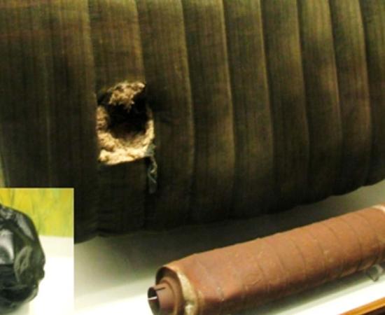 The meteorite that crashed through a car in Benld, Illinois. (GNU Free Documentation License). 