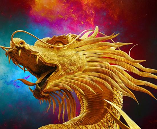 Dragon, Broncefigur, Golden Dragon, Thailand