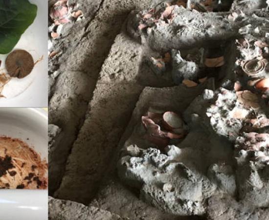 Left; Betel nut preparation techniques. Right; Burial site