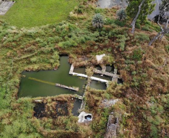 The Byzantine church at the possible biblical city Bethsaida, flooded by the swollen Kinneret. Source: Nir-Shlomo Zelinger