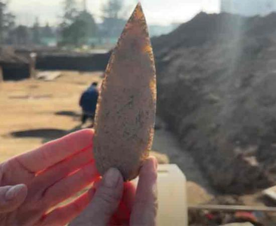 Flint dagger found at the Bigarello Copper Age necropolis site in Lombardy, Italy	Source: YouTube Screenshot/ArchaeoReporter