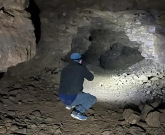 A member of the Bloxham Underground Tunnel Society explores one of the newly discovered passages. 