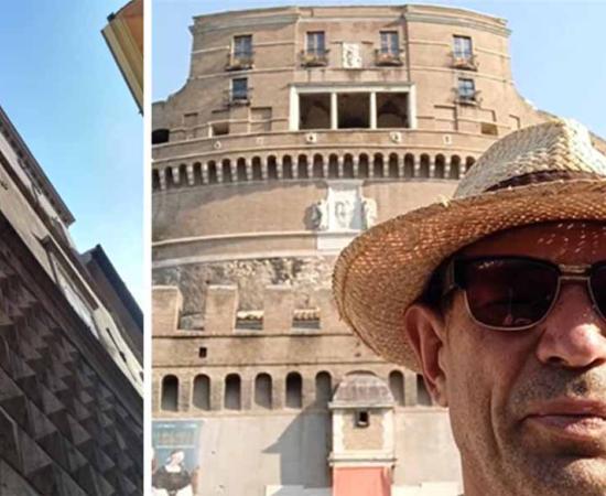 Left, Santacroce tower, Rome Right, Marcello Assandri at Castel S Angelo, Rome. Source: Marcello Assandri