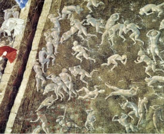 Botticelli's illustration from Inferno XV is part of the third round of Inferno, depicting the punishment of those who acted violently against God, nature, and art. Source:  Public Domain