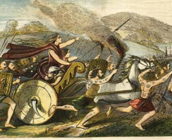 Boudicca led her people in a revolt against the Romans in Camulodunum, Londinium, and Verulamium.