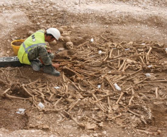 A burial pit of apparent Viking victims in Dorset.