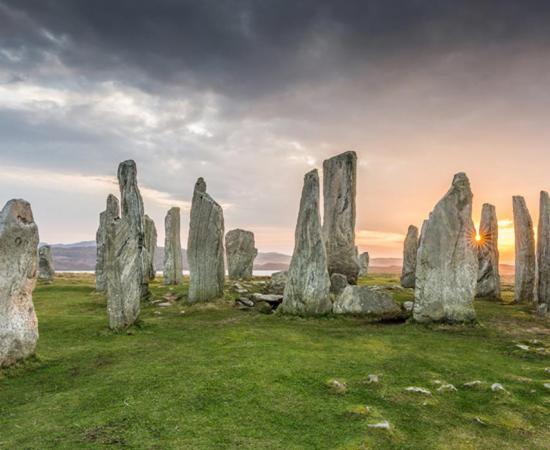 Callanish stones at sunset. 