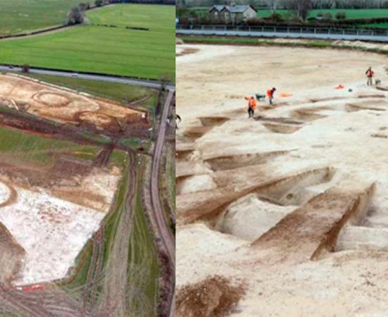 Bronze Age barrows under excavation by Cotswold Archaeology’s Andover team. Source: Cotswold Archaeology