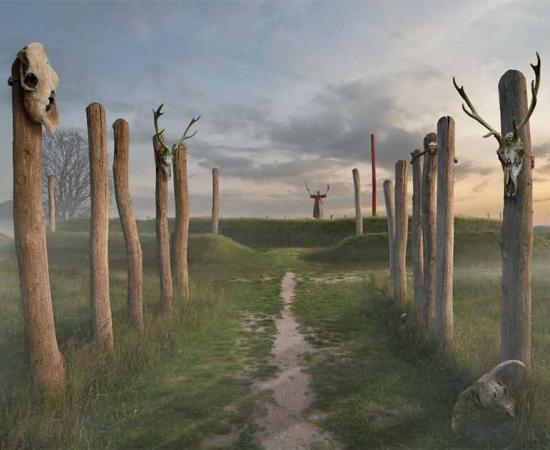 Artist impression of the 4000 year old sanctuary in Tiel, made by Alexander van de Bunt	Source: Alexander van de Bunt/Municipality of Tiel/BAAC