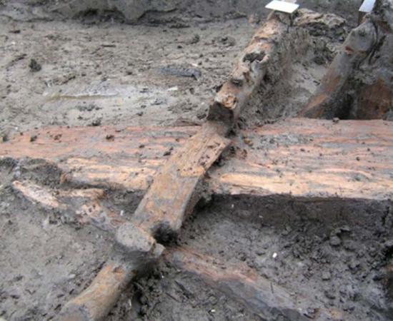 The Bronze Age yoke in situ at the excavations in Este. Source: Superintendency of Archaeology, Fine Arts and Landscape for the metropolitan area of Venice and the provinces of Belluno, Padua and Treviso.