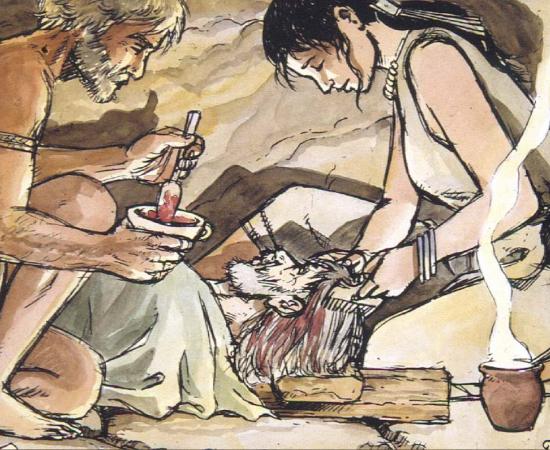 Artist’s impression of the dyeing scene in the funerary chamber.         Source: Oriol Garcia i Quera, ASOME-Universitat Autònoma de Barcelona/Nature