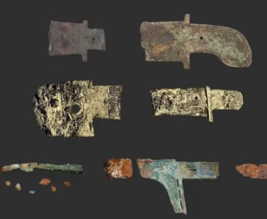 Fragments of the K7QW-TIE-1 meteorite iron artifact from Sanxingdui. 
