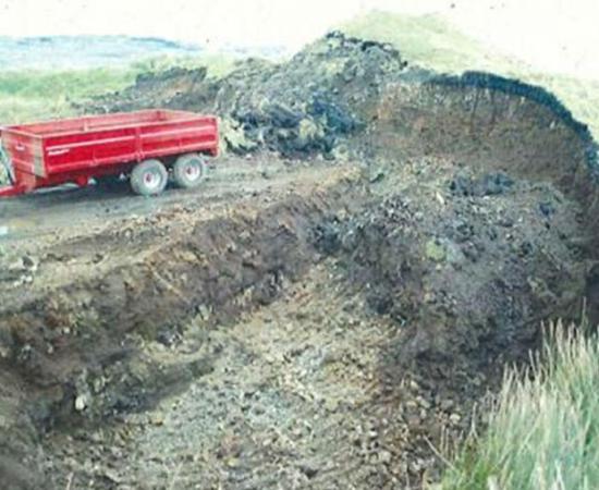 Part of the Upper Tote Cairn that has been destroyed by the landowner.	Source: Crown Office