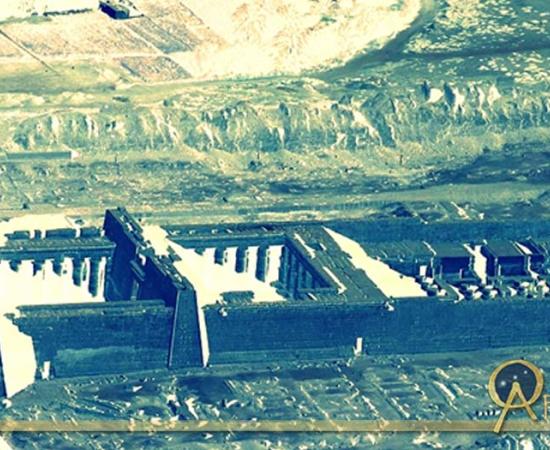 The imposing mortuary temple of Ramesses III at Medinet Habu. Design by Anand Balaji.