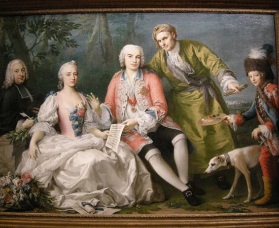 Portrait group: The singer Farinelli and friends.