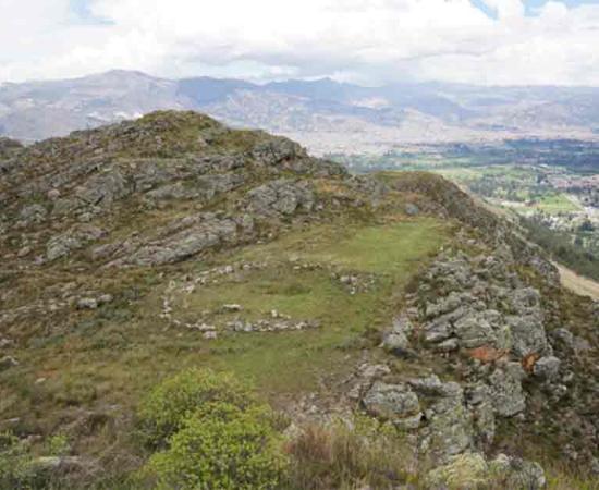 Arial photo of the Callacpuma plaza, with the stone circle at the center. Source: Toohey et al./Science Advances