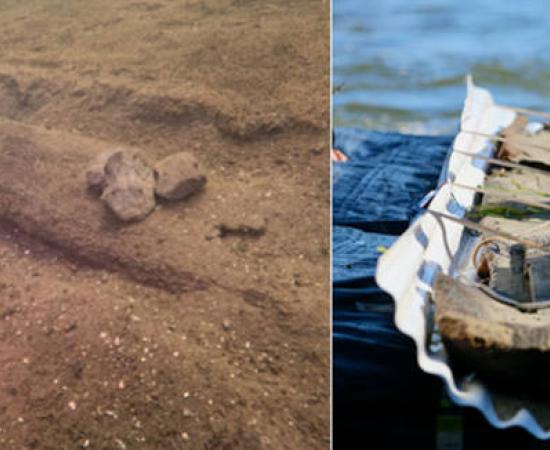 Canoes from the Mendota Lake.