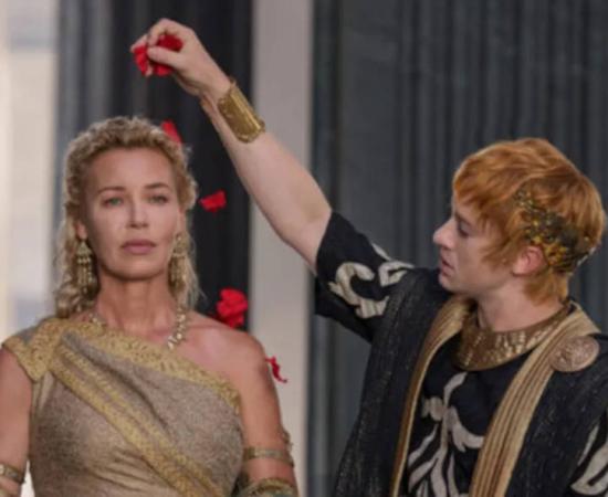 Connie Nielsen as Lucilla and Joseph Quinn as Geta in the 2024 Gladiator II movie. 