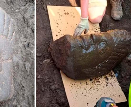 Two Roman statue heads found at Carlisle Cricket Club Roman site. Source: Geraldine Moore/Cumberland Council