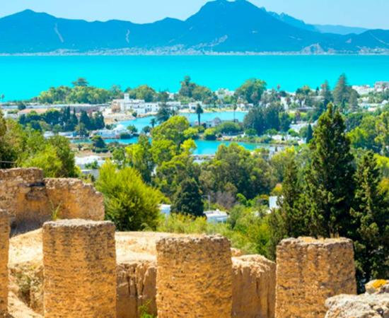 Modern Carthage sea view with ancient Carthage ruins in foreground.	Source: Valery Bareta /Adobe Stock