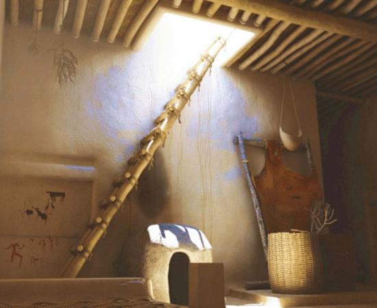 Three-dimensional modeling showing the way into a Neolithic Anatolian house and the position of the furnace oven under the 8,500-year-old Çatalhöyük ladder recently unearthed at the Turkish site.						Source: Grant Cox / Arkeonews