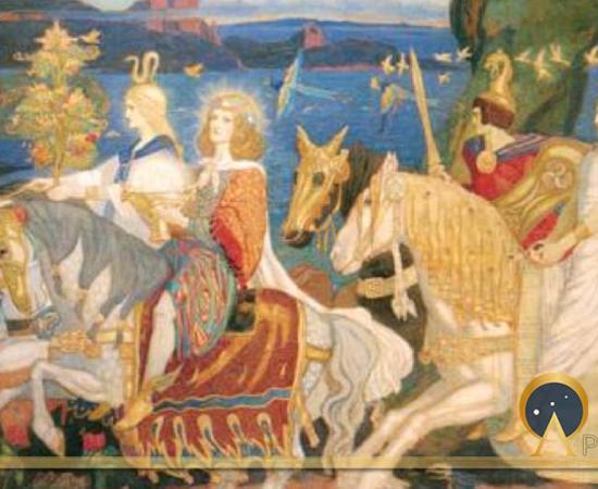 The Tuatha Dé Danann as depicted in John Duncan's "Riders of the Sidhe" (1911) (Public Domain)