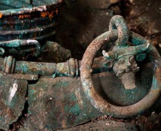This bronze cauldron is one of the stunning artifacts which have been analyzed from the tomb of a Celtic elite found in Lavau, France.