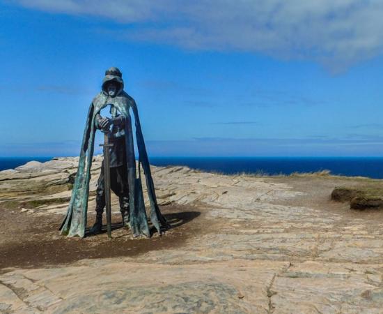 King Arthur statue at Tintagel Castle, one of the mysterious Celtic Kings of legend. 	Source: Alex / Adobe Stock