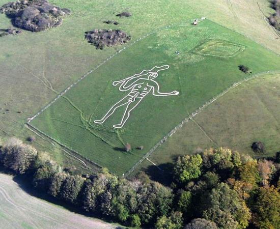 Cerne Abbas Giant chalk figure, in Dorset, England is now believed to be less than 350 years old!       Source: PeteHarlow / CC BY-SA 3.0