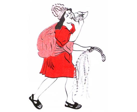 A Chasqui roadrunner playing his pututu. Source: Public domain