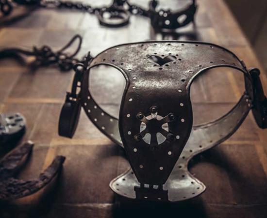  Old iron chastity belt from Middle Ages. 