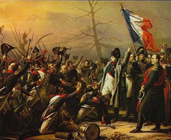 Napoleon's Return from Elba, by Charles Auguste Guillaume Steuben. Napoleon walk between the two forces and said if they were to kill their emperor; they were to do it now. Chauvinism was originally a term applied to veteran soldiers who served under Napoleon