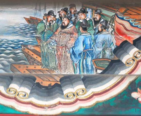Cao Cao cites a poem before the Battle of Red Cliffs, portrait at the Long Corridor of the Summer Palace, Beijing 