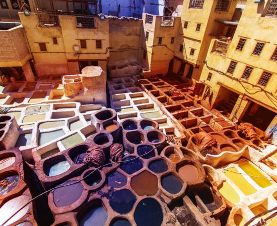 Scraping hides at the Chouara Tannery, the largest of the Fez’s leather tanneries and the oldest in the world.
