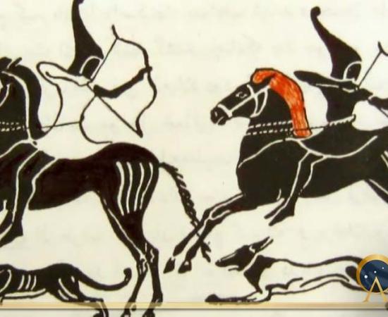 Reproduction of a depiction of Cimmerian mounted archers from a Greek vase. (Shams bahari /CC BY-SA 3.0)