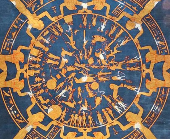 A Dendera Zodiac with added blue and gold color, Neues Museum, Berlin