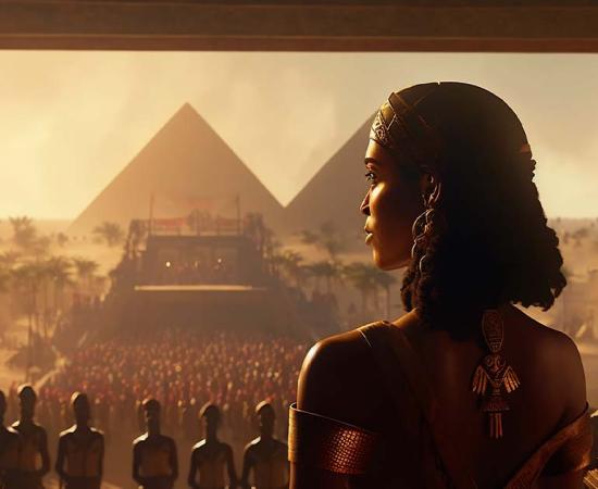 Cleopatra giving a speech in Egypt. Source: unai / Adobe Stock.