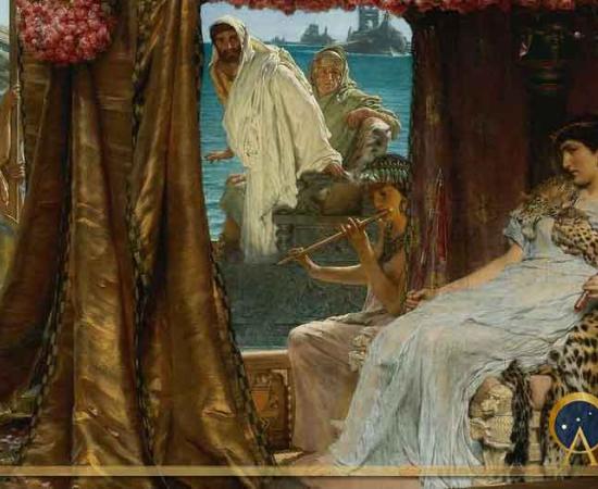 The Meeting of Antony and Cleopatra by Sir Lawrence Alma Tadema (1885) (Public Domain)