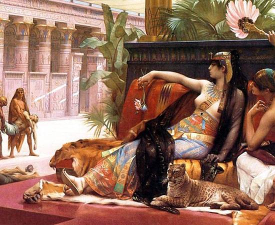 Cleopatra testing poisons on condemned prisoners.