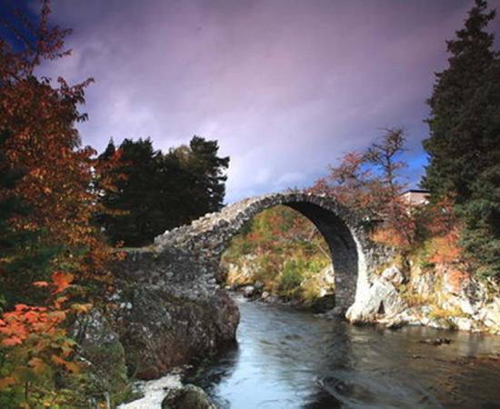 The old packhorse bridge in Carrbridge, Scotland