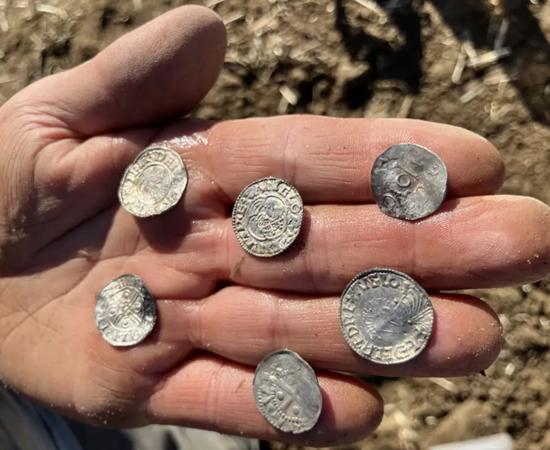 Some of the nearly 3,000 silver coins from the Mørstad Hoard