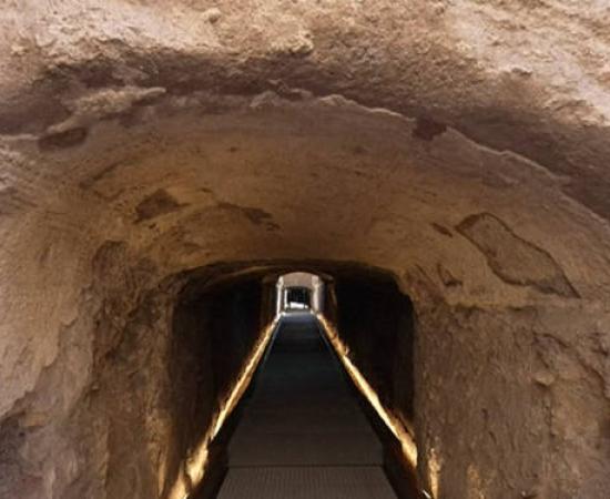 View of the restored underground passage in the Colosseum.